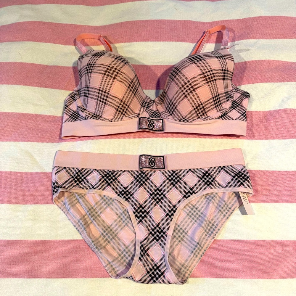 Victoria's Secret Pink Plaid Bra and Panty Set